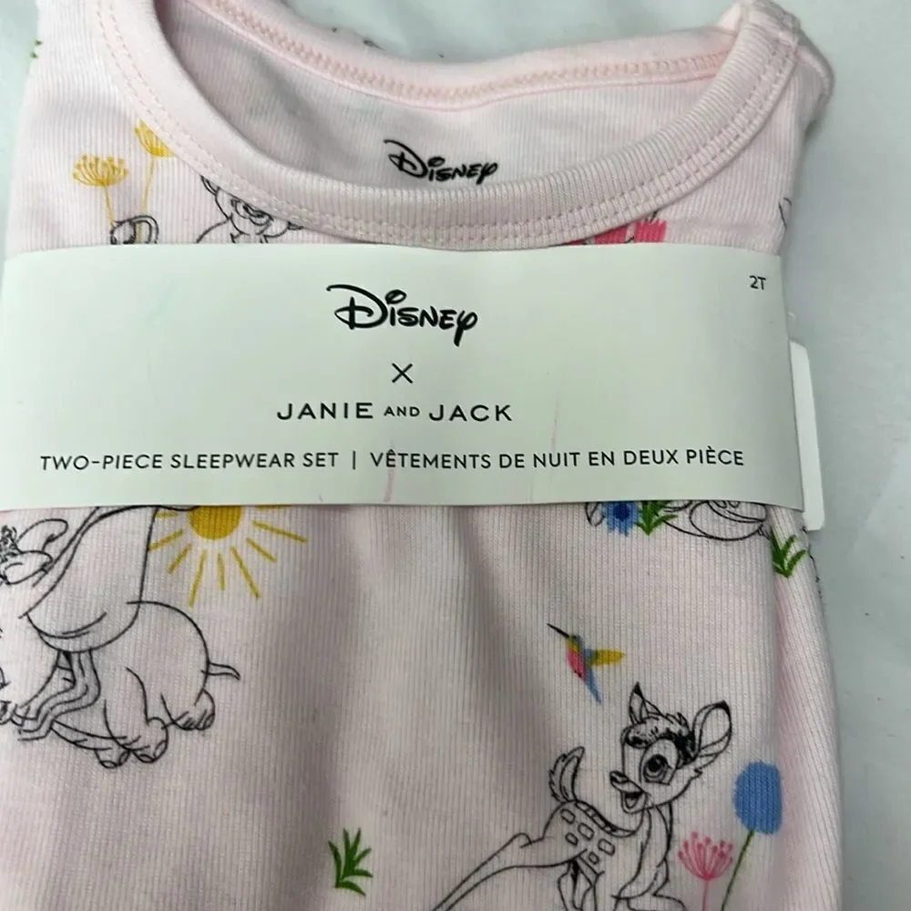 Janie and Jack 100049410 Pink Good Night Short Pajama Disney Friends NWT 2T